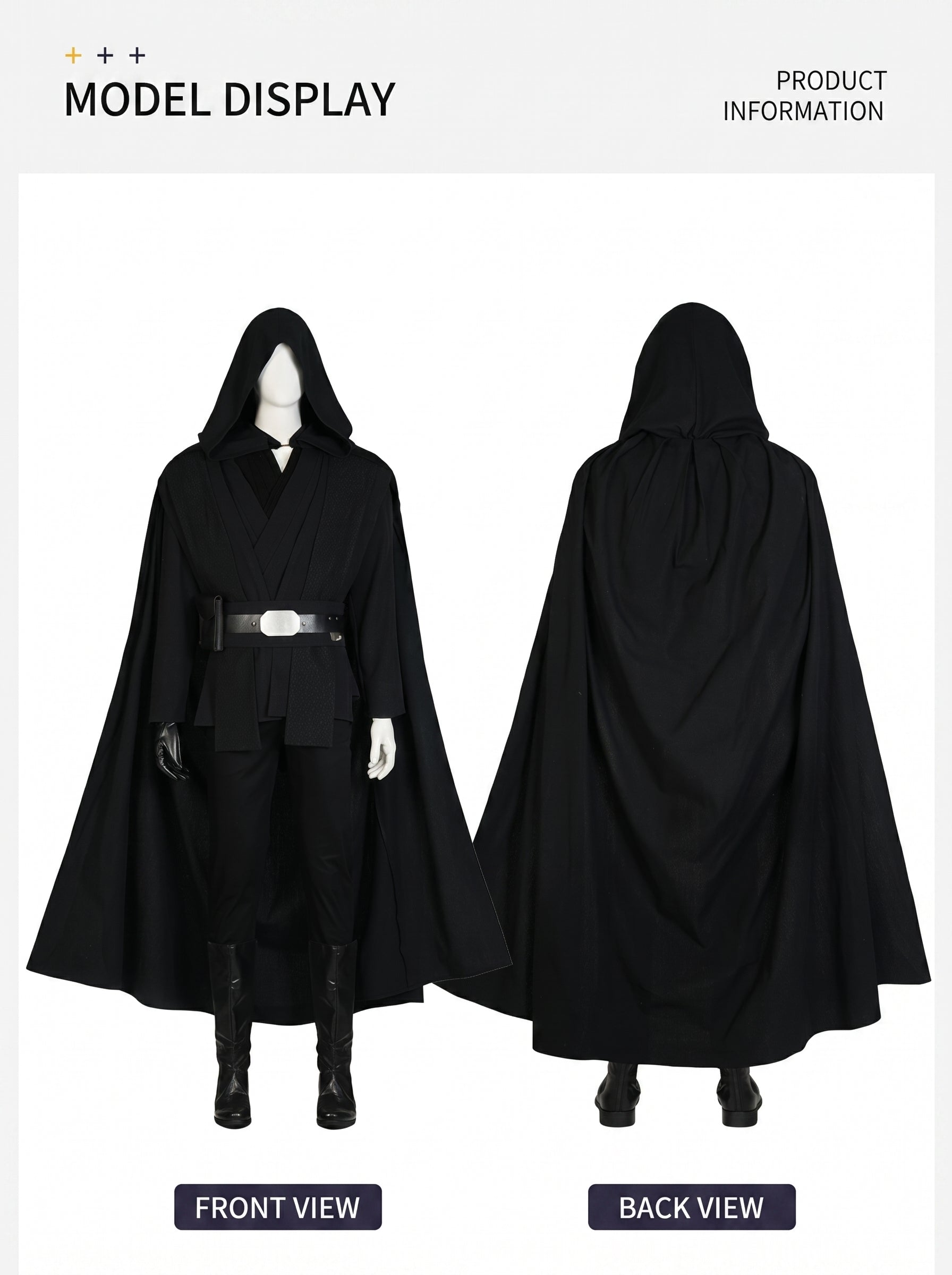 Luke Skywalker Black Hooded Guardian Costume – Fantasy Warrior Robe Full Set