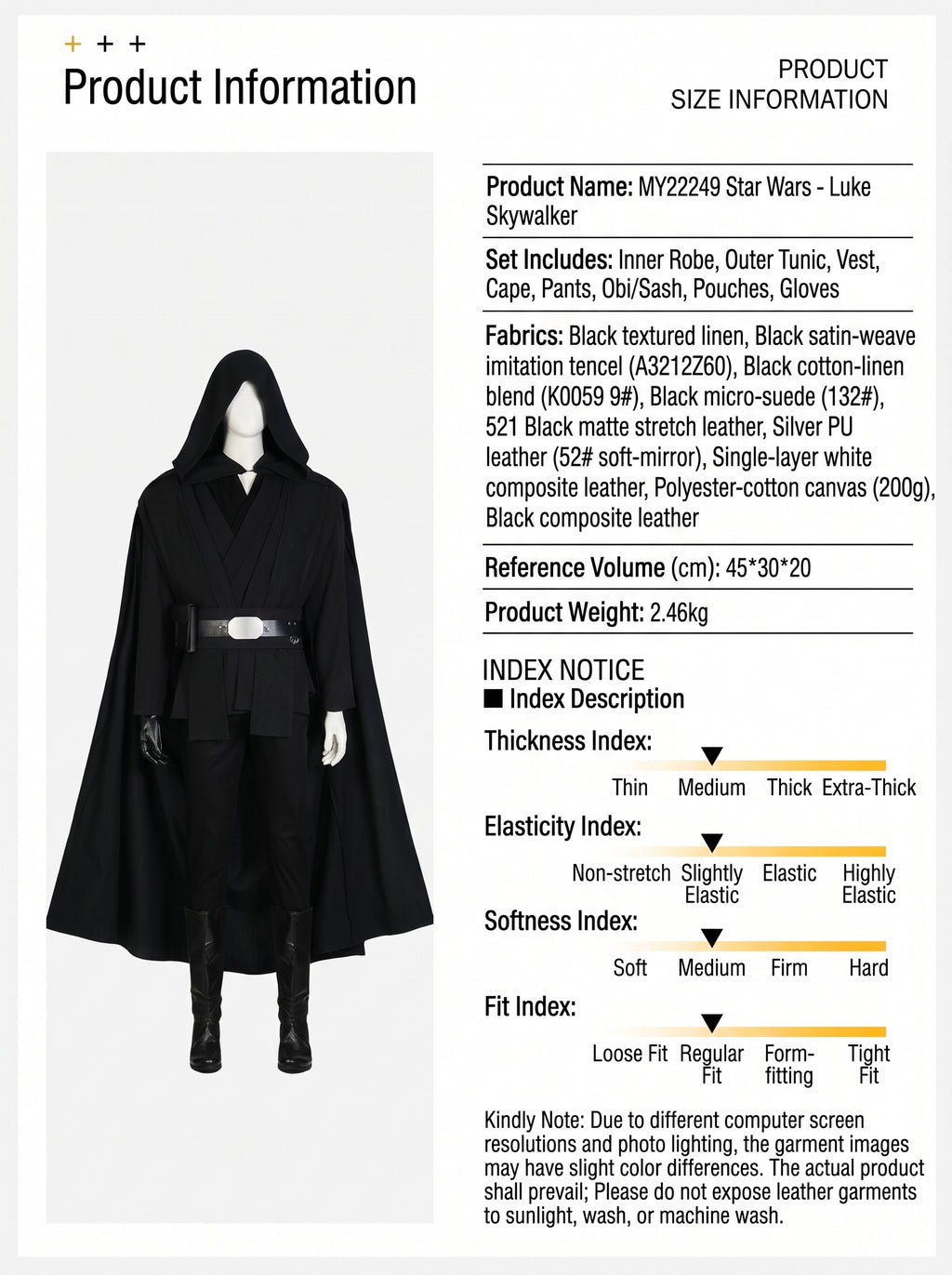 Luke Skywalker Black Hooded Guardian Costume – Fantasy Warrior Robe Full Set