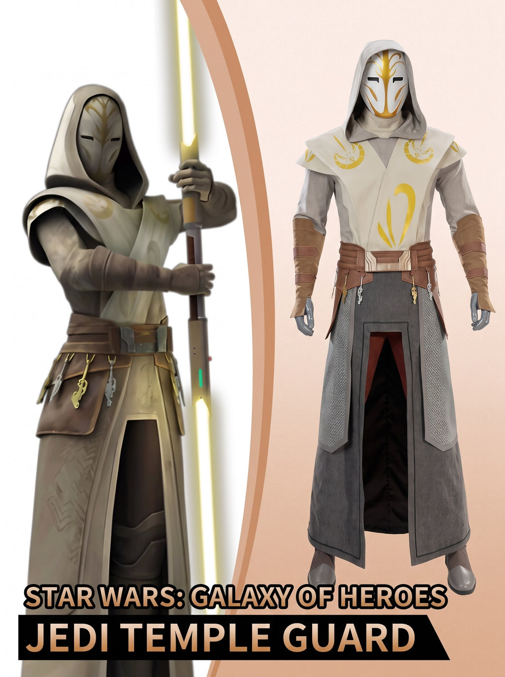 Star Wars: Galaxy of Heroes Jedi Temple Guard Cosplay Costume Full Set