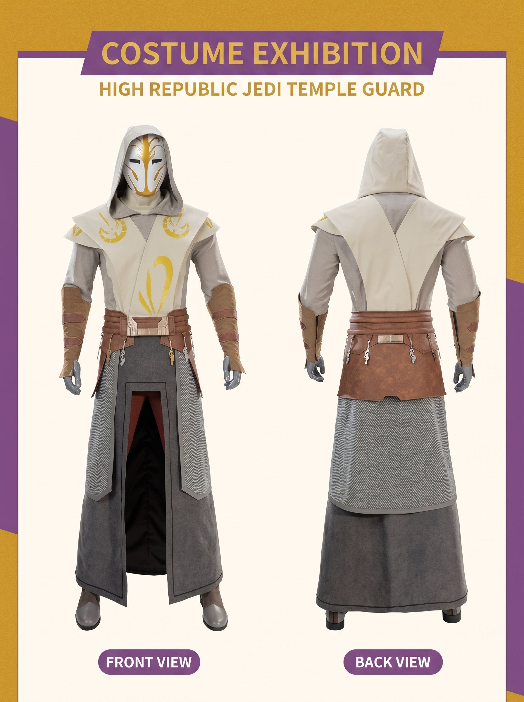 Star Wars: Galaxy of Heroes Jedi Temple Guard Cosplay Costume Full Set