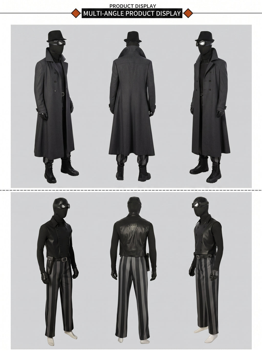 Spider-Man: Into the Spider-Verse Spider-Man Noir Cosplay Costume Full Set