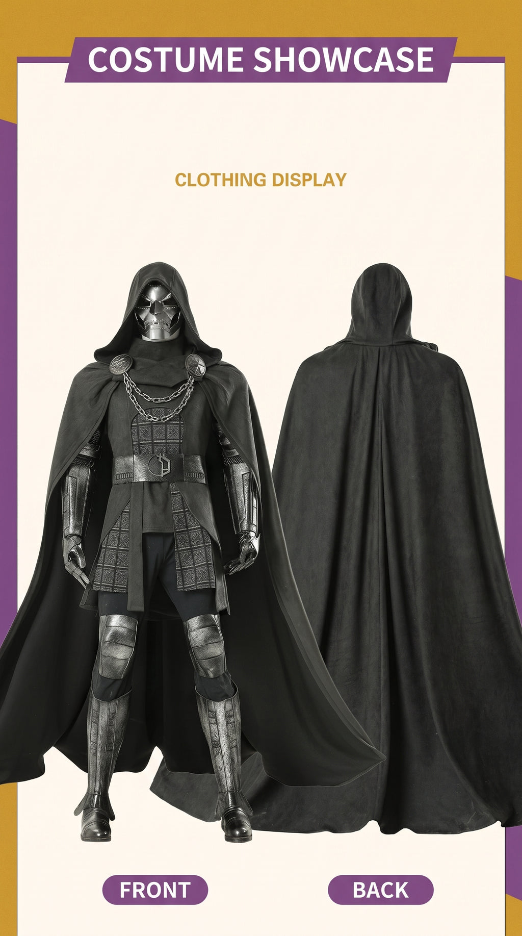 Avengers: Doomsday Doctor Doom Cosplay Costume Black Full Set