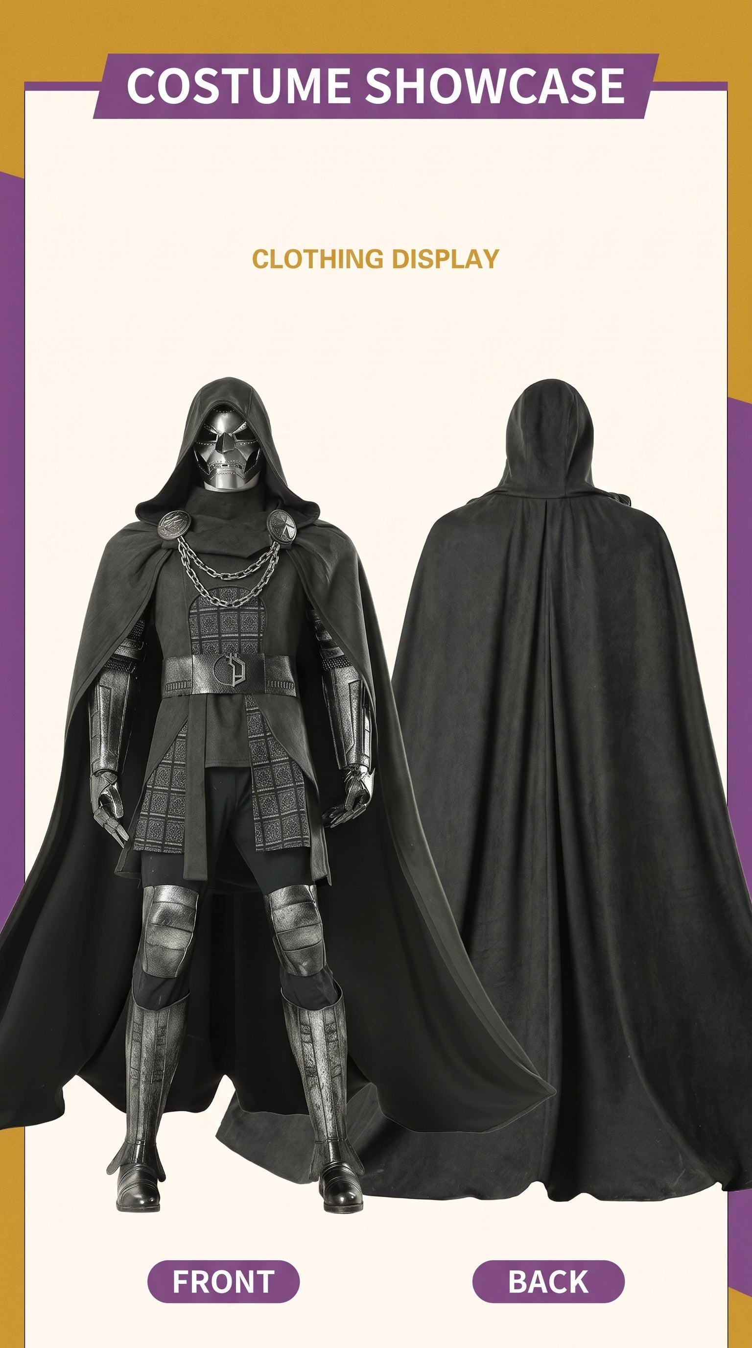 Avengers: Doomsday Doctor Doom Cosplay Costume Black Full Set