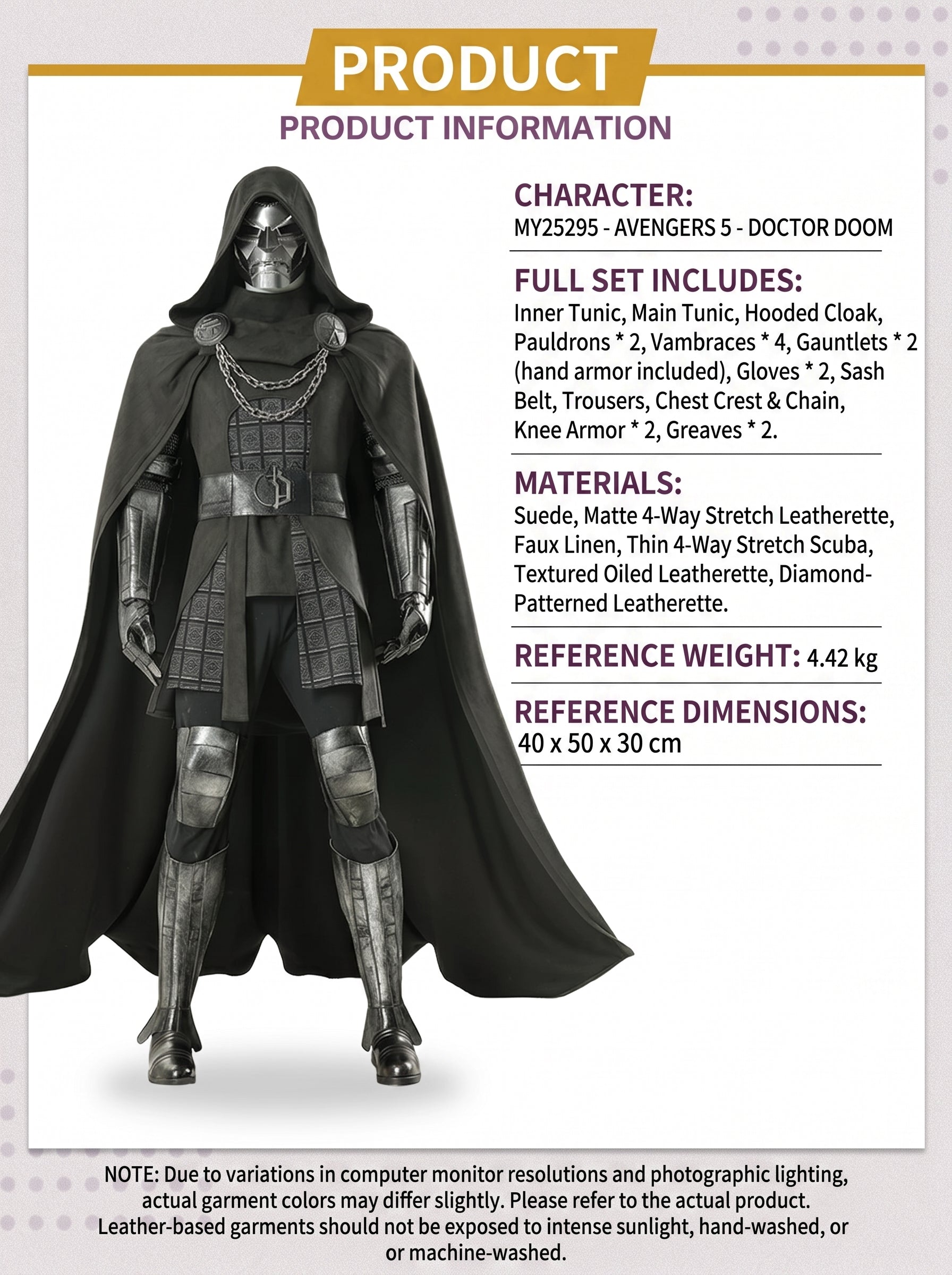 Avengers: Doomsday Doctor Doom Cosplay Costume Black Full Set