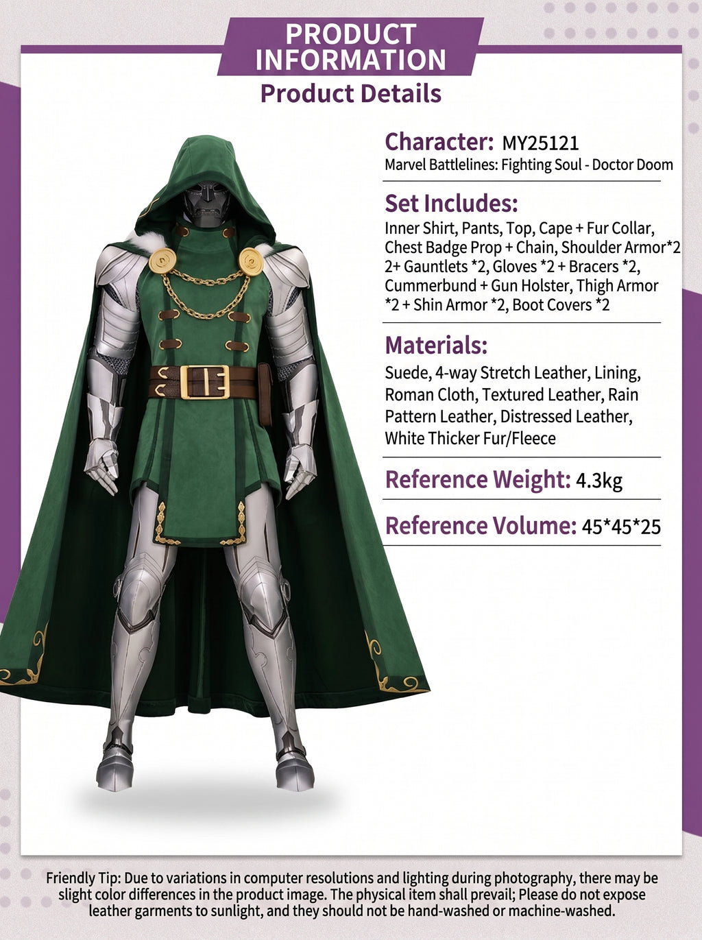 Doctor Doom Victor Von Doom Cosplay Costume Full Set