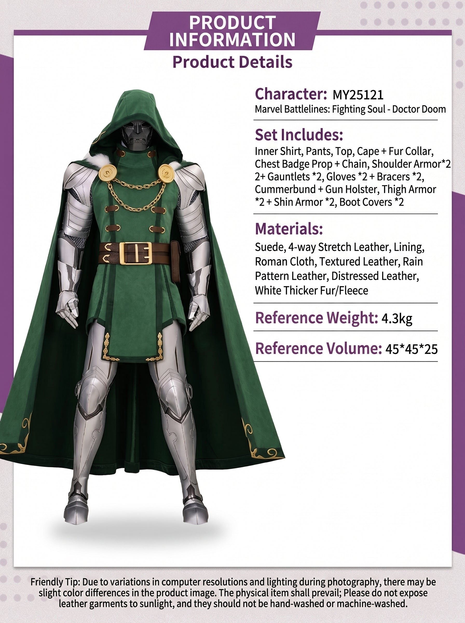 Doctor Doom Victor Von Doom Cosplay Costume Full Set