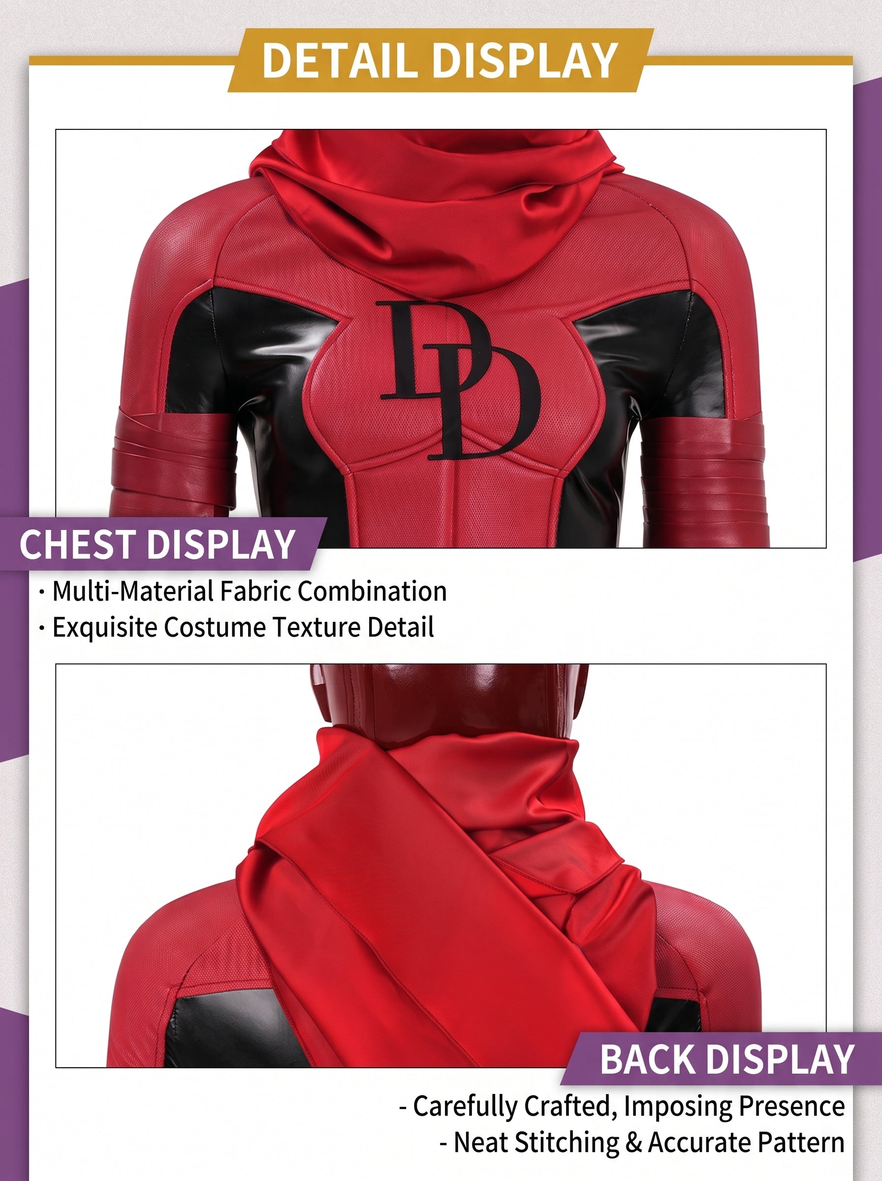Female Daredevil Elektra Cosplay Costume Premium Red Suit | Handmade Halloween Outfit