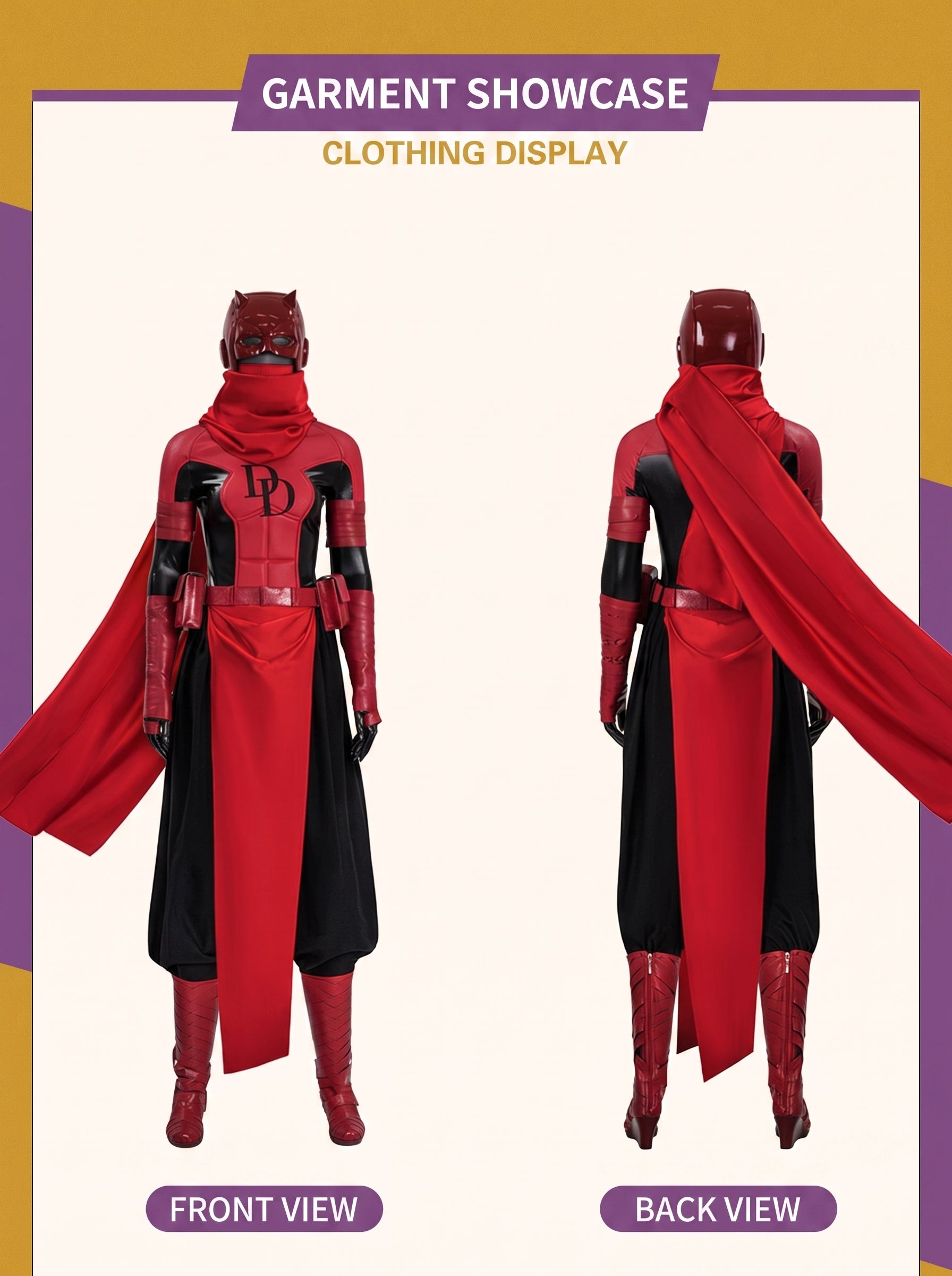 Female Daredevil Elektra Cosplay Costume Premium Red Suit | Handmade Halloween Outfit