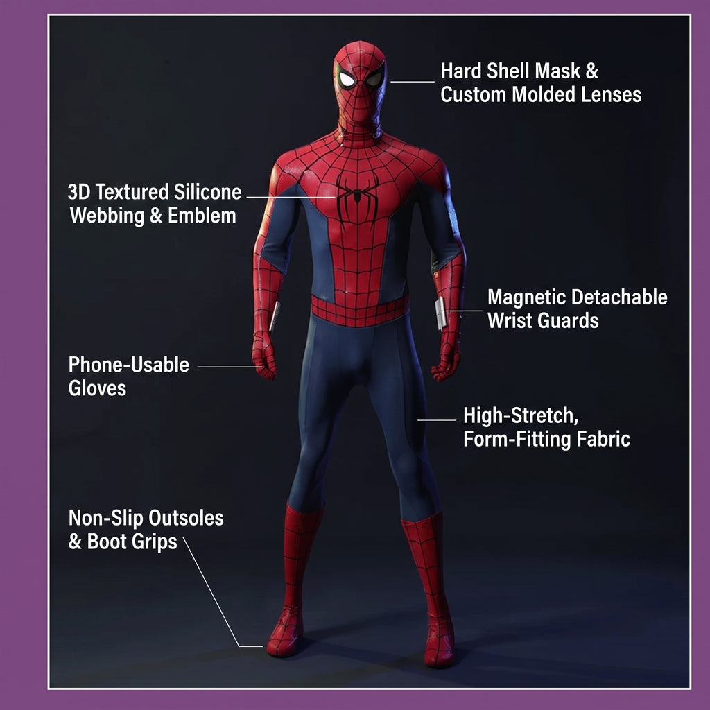 Premium Red Web Hero Cosplay Costume Full Set – Movie Inspired Halloween Outfit
