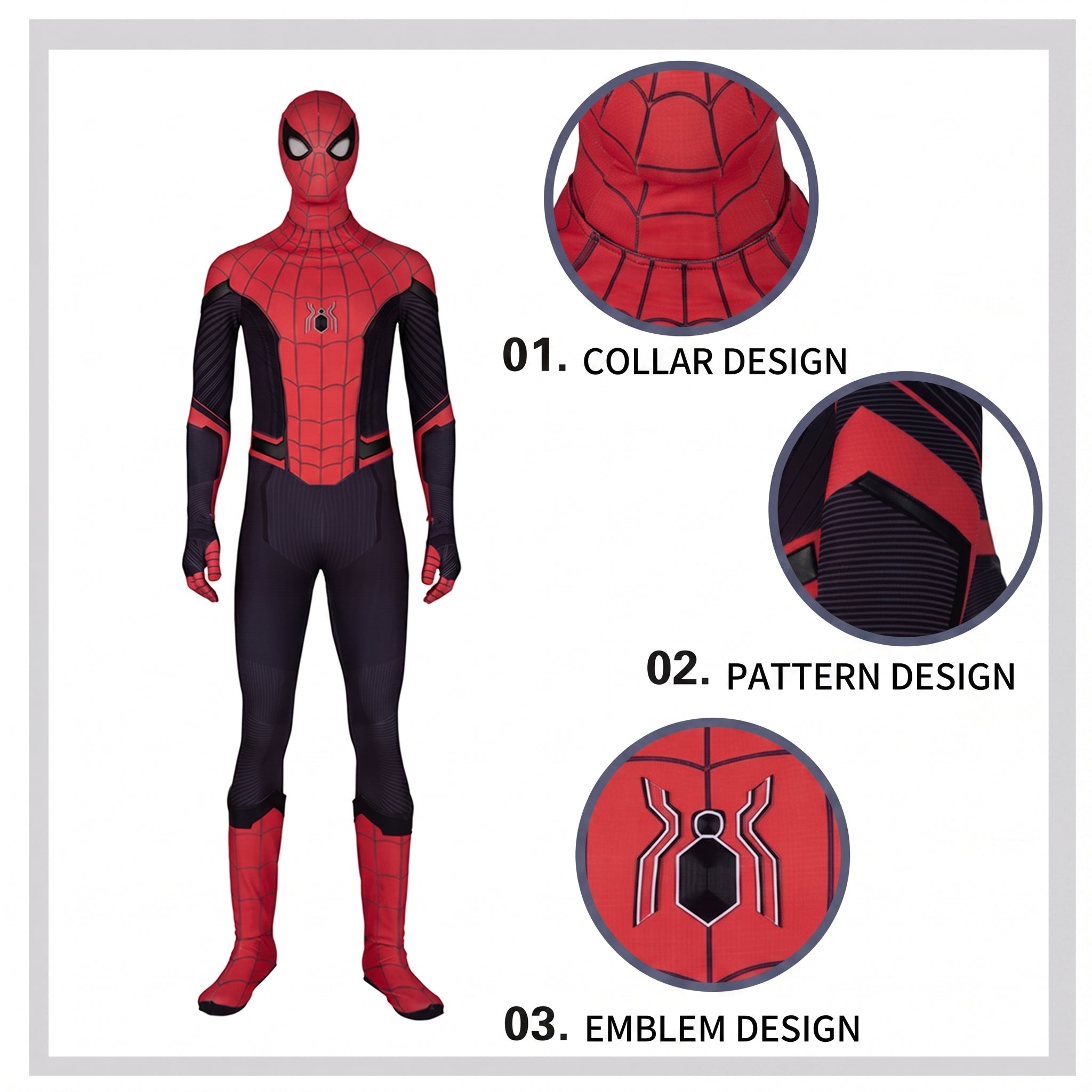 Spider-Man Premium Costume Red Web Hero Cosplay Costume Full Set | ONE COSTUME