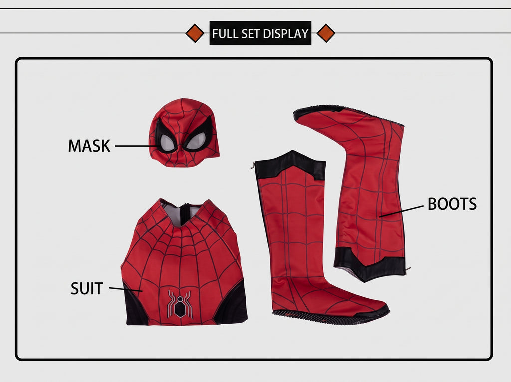 Spider-Man Premium Costume Red Web Hero Cosplay Costume Full Set | ONE COSTUME