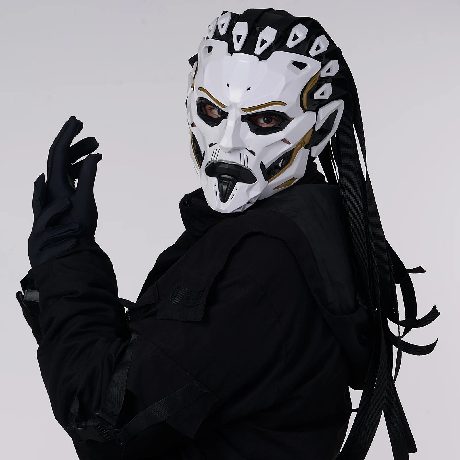 Predator-Style Tribal Warrior Mask | Sci-Fi Villain Full Face Cosplay Mask