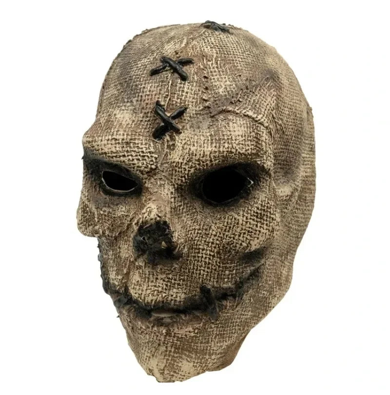 Sackcloth Scarecrow Skull Mask | Horror Latex Halloween Headgear