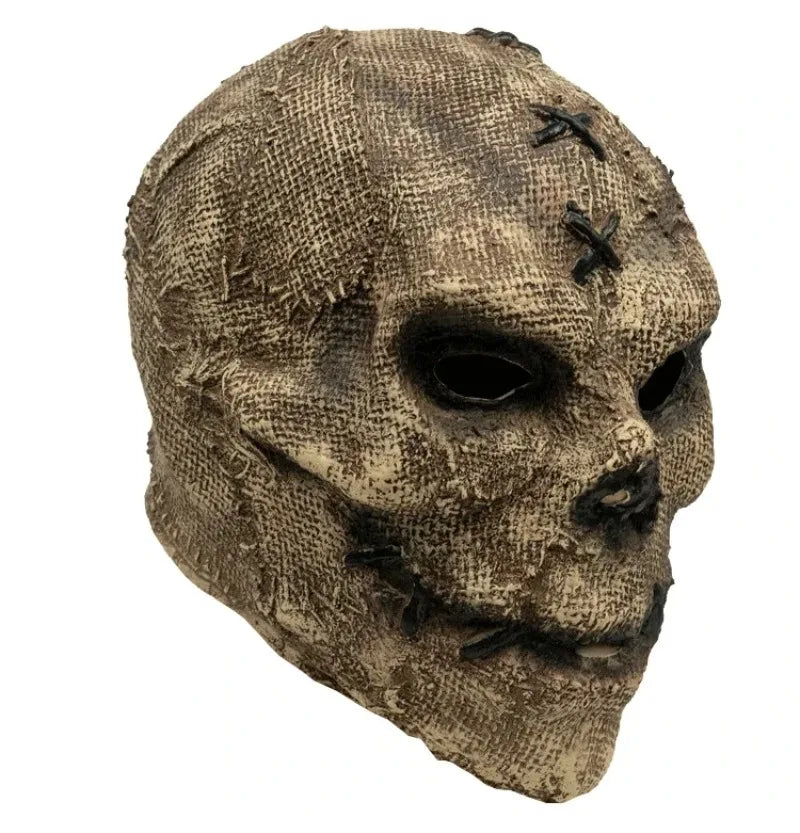 Sackcloth Scarecrow Skull Mask | Horror Latex Halloween Headgear