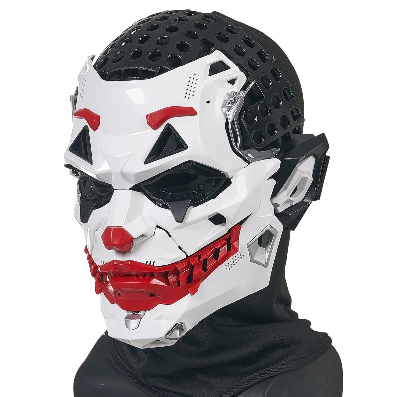 Futuristic Joker Villain Mask with Green Dreadlocks | Sci-Fi Clown Cosplay Mask