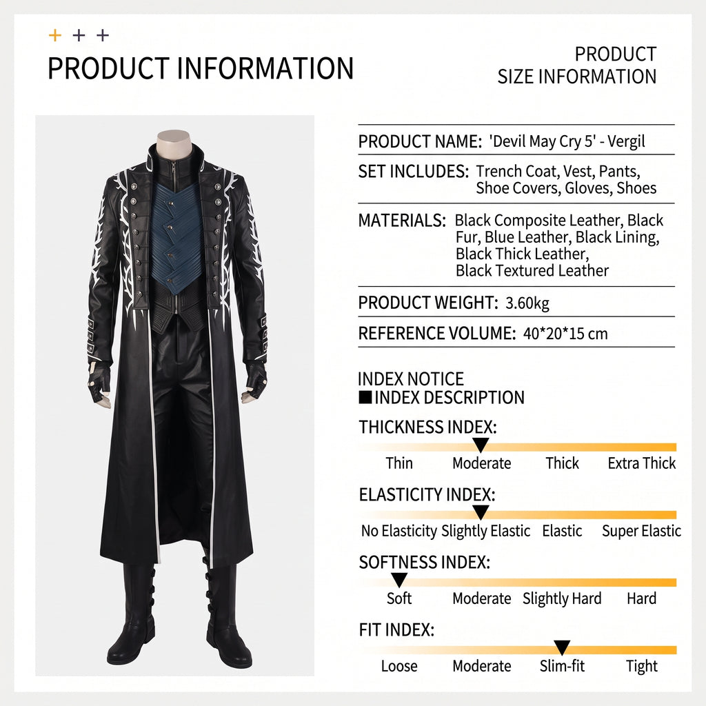 Devil May Cry 5 Vergil Cosplay Costume Premium Full Set Halloween Outfit