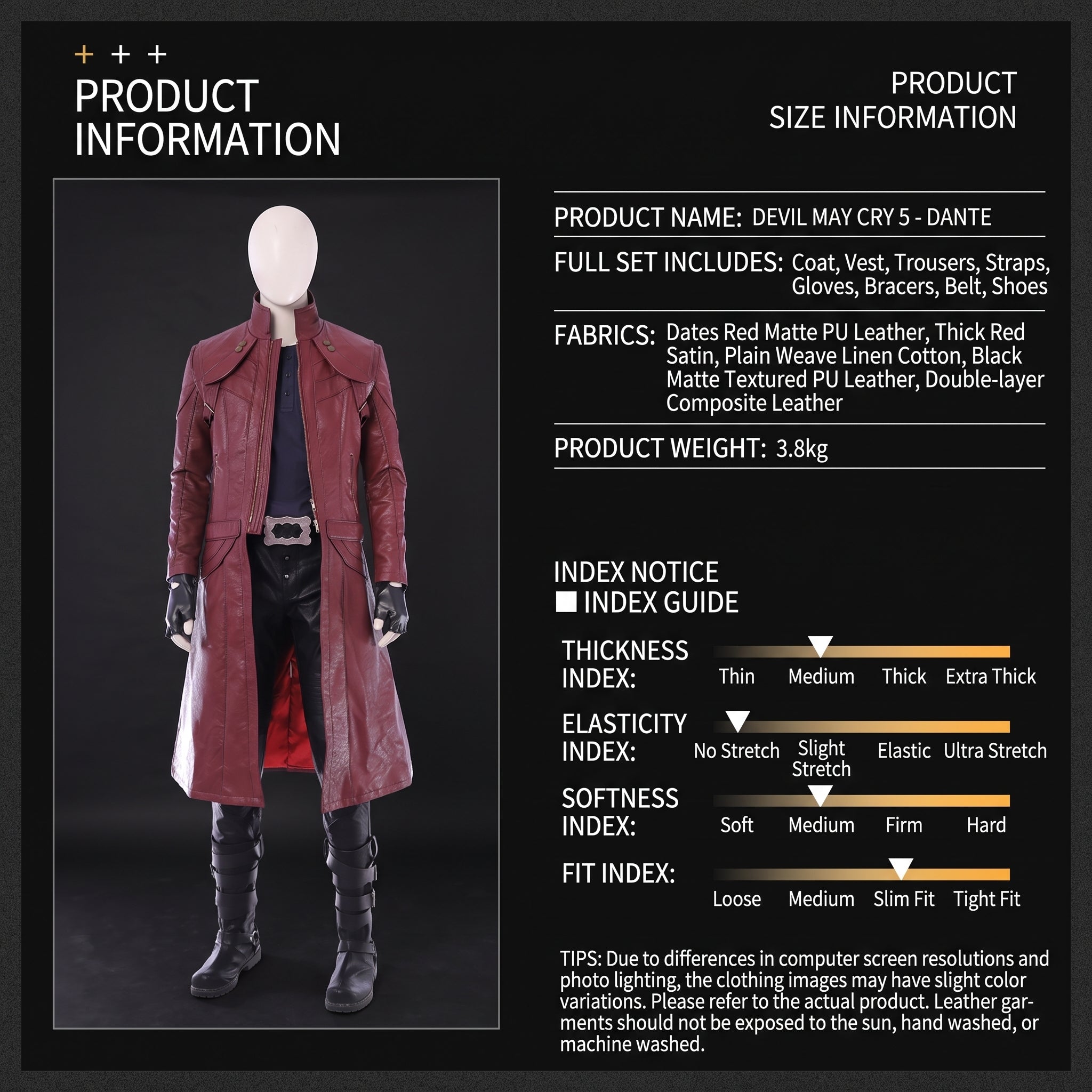 Devil May Cry 5 Dante Cosplay Costume Premium Full Set Halloween Outfit