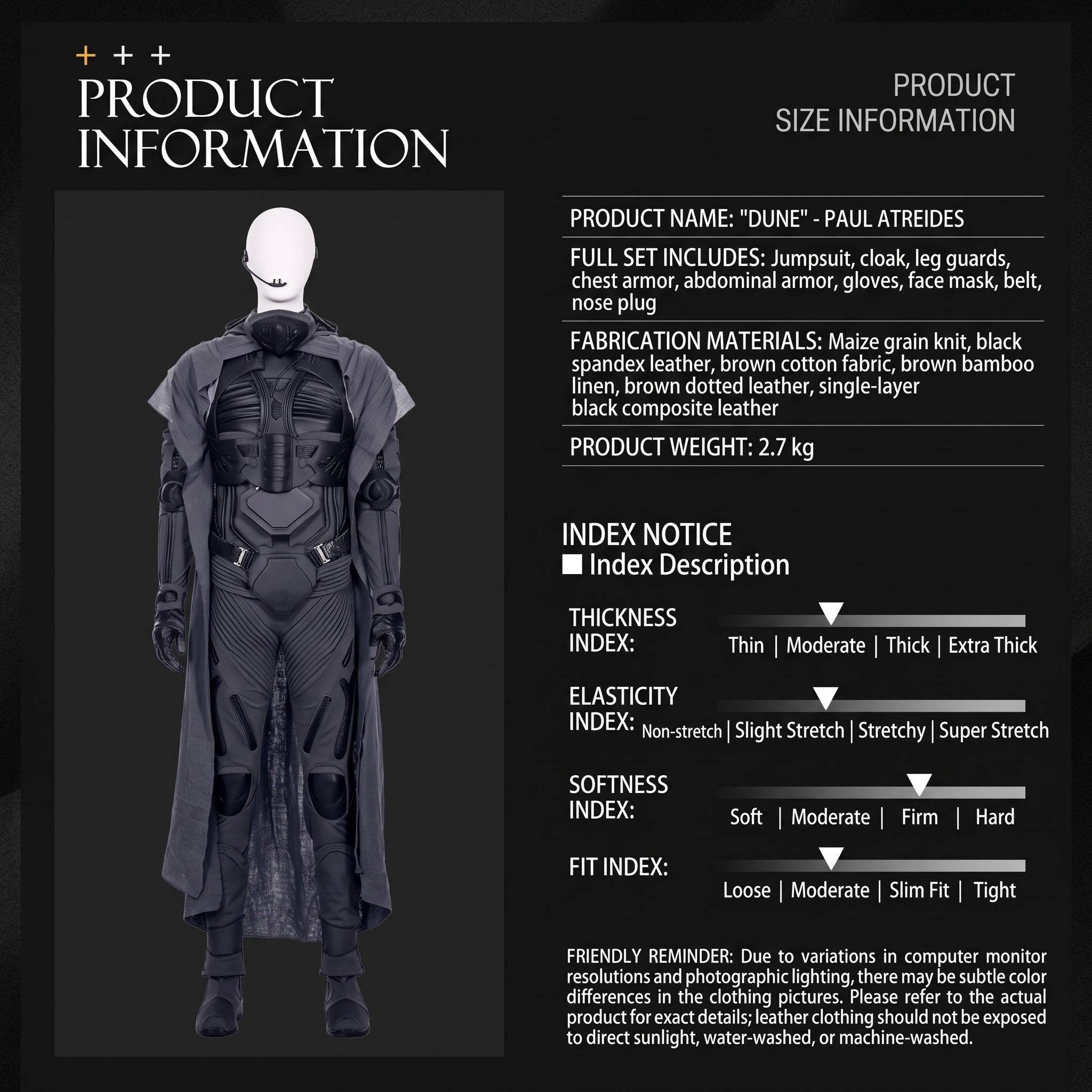 Dune Paul Atreides Cosplay Costume Premium Full Set Movie Outfit